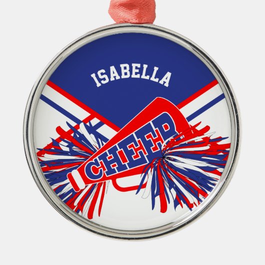 Cheerleader 📣 💖 - Blue, White en Red Metalen Ornament (Voorkant)