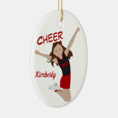 Cheerleader Brunette Black & Red Keramisch Ornament (Rechts)