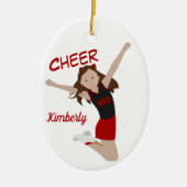 Cheerleader Brunette Black & Red Keramisch Ornament (Voorkant)