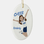 Cheerleader Brunette Dark Blue & White Keramisch Ornament (Rechts)