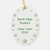 Cheerleader Brunette Green & White Keramisch Ornament (Achterkant)