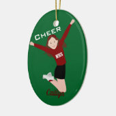 Cheerleader Brunette Red en Black Keramisch Ornament (Links)