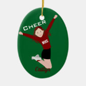 Cheerleader Brunette Red en Black Keramisch Ornament (Voorkant)