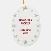 Cheerleader Brunette Red & White Keramisch Ornament (Achterkant)