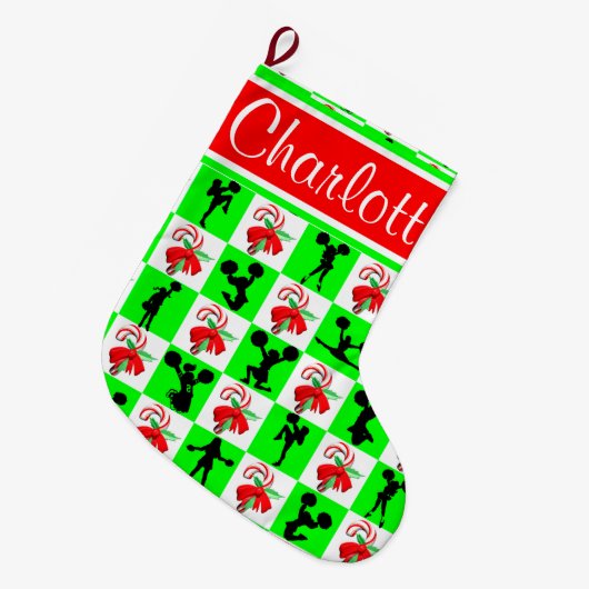 CHEERLEADER CANDY CANE KERSTKOUS GROTE KERSTSOK (Voorkant (Hangend))