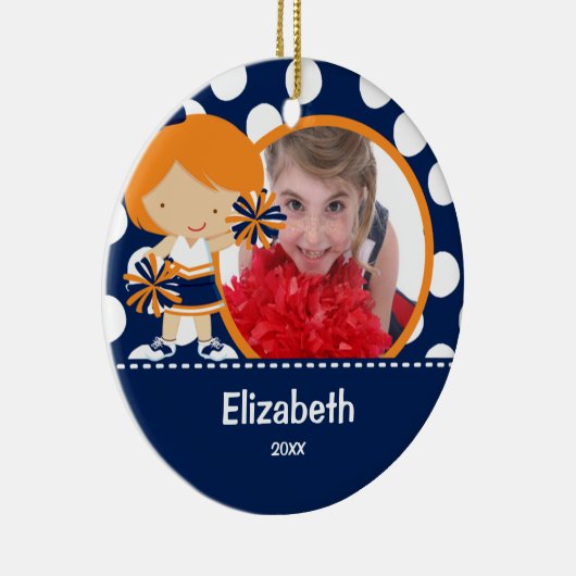Cheerleader Cheer Foto Kerst Ornament (Rechts)