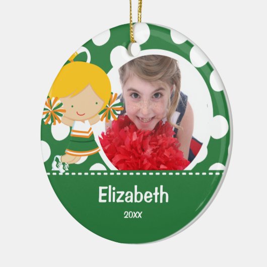 Cheerleader Cheer Foto Kerst Ornament (Links)