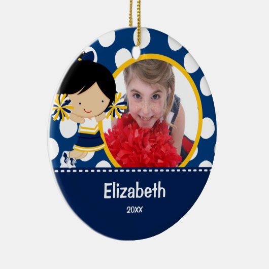 Cheerleader Cheer Fotokerstversiering Keramisch Ornament (Rechts)