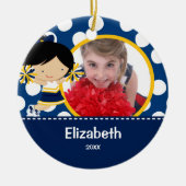 Cheerleader Cheer Fotokerstversiering Keramisch Ornament (Voorkant)
