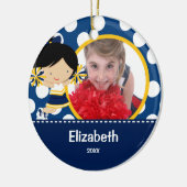 Cheerleader Cheer Fotokerstversiering Keramisch Ornament (Links)