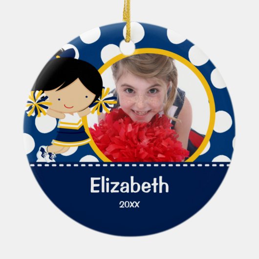 Cheerleader Cheer Fotokerstversiering Keramisch Ornament (Achterkant)