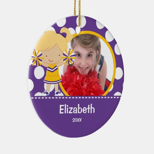 Cheerleader Cheer Fotokerstversiering Keramisch Ornament (Rechts)