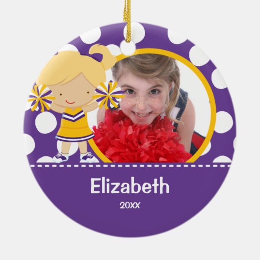 Cheerleader Cheer Fotokerstversiering Keramisch Ornament (Achterkant)