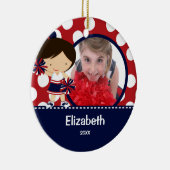 Cheerleader Cheer Fotokerstversiering Keramisch Ornament (Rechts)