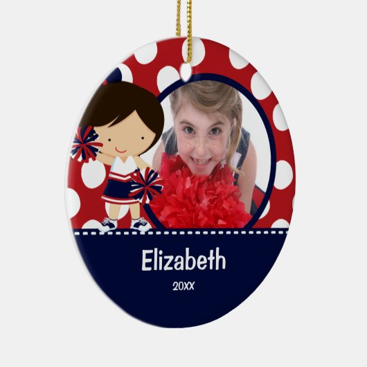 Cheerleader Cheer Fotokerstversiering Keramisch Ornament (Rechts)