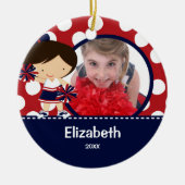 Cheerleader Cheer Fotokerstversiering Keramisch Ornament (Voorkant)