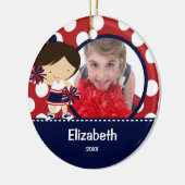 Cheerleader Cheer Fotokerstversiering Keramisch Ornament (Links)