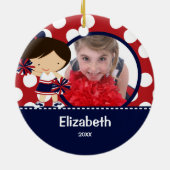 Cheerleader Cheer Fotokerstversiering Keramisch Ornament (Achterkant)