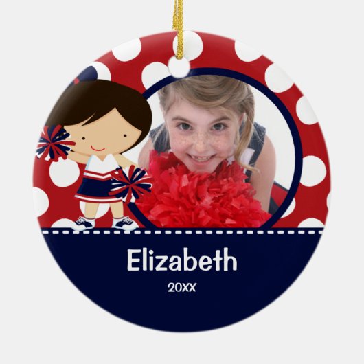 Cheerleader Cheer Fotokerstversiering Keramisch Ornament (Achterkant)