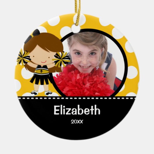 Cheerleader Cheer Fotokerstversiering Keramisch Ornament (Voorkant)