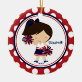 Cheerleader Cheer Kerstannament Blue Red Keramisch Ornament (Voorkant)