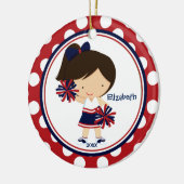 Cheerleader Cheer Kerstannament Blue Red Keramisch Ornament (Links)