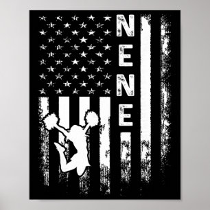 Cheerleader Cheer Nene Amerika Vlag Vintage Kerstm Poster