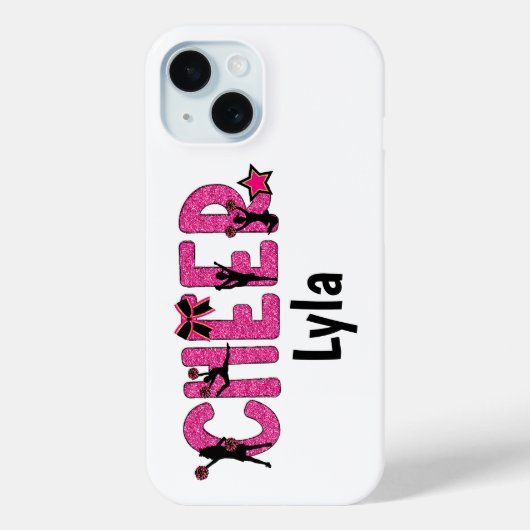 Cheerleader Cheer Pink Glitter Gepersonaliseerd Case-Mate iPhone Case (Achterkant)