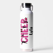 Cheerleader Cheer Pink Glitter Gepersonaliseerd Waterfles (Voorkant)