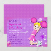 Cheerleader Cheer Verjaardagsfeest Uitnodigingen (Voorkant / Achterkant)