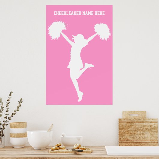 Cheerleader Cheering met  achtergrond Poster (Keuken)
