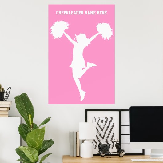 Cheerleader Cheering met  achtergrond Poster (Thuiskantoor)