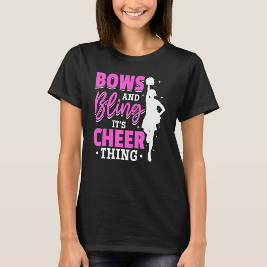 Cheerleader Cheerleading Bows En Bling Het Is Chee T-shirt (Voorkant)