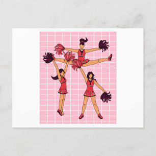 Cheerleader Cheers dansen met pom poms Briefkaart