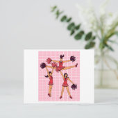Cheerleader Cheers dansen met pom poms Briefkaart (Staand voorkant)