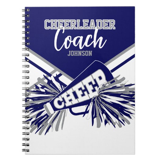 Cheerleader Coach - Navy Blue, Gary & White Notitieboek (Voorkant)