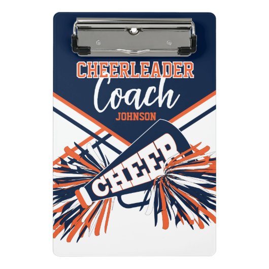 Cheerleader Coach - Navy Blue, Orange & White Mini Klembord (Voorkant)