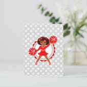 Cheerleader - Cute Red African American Cheer Briefkaart (Staand voorkant)