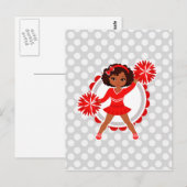 Cheerleader - Cute Red African American Cheer Briefkaart (Voorkant / Achterkant)
