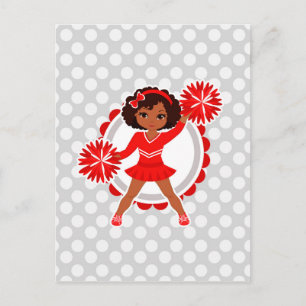 Cheerleader - Cute Red African American Cheer Briefkaart