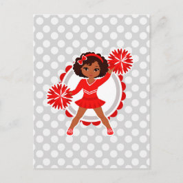 Cheerleader - Cute Red African American Cheer Briefkaart