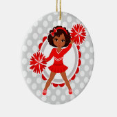 Cheerleader - Cute Red African American Cheer Keramisch Ornament (Rechts)