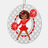 Cheerleader - Cute Red African American Cheer Keramisch Ornament (Links)