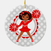 Cheerleader - Cute Red African American Cheer Keramisch Ornament (Achterkant)