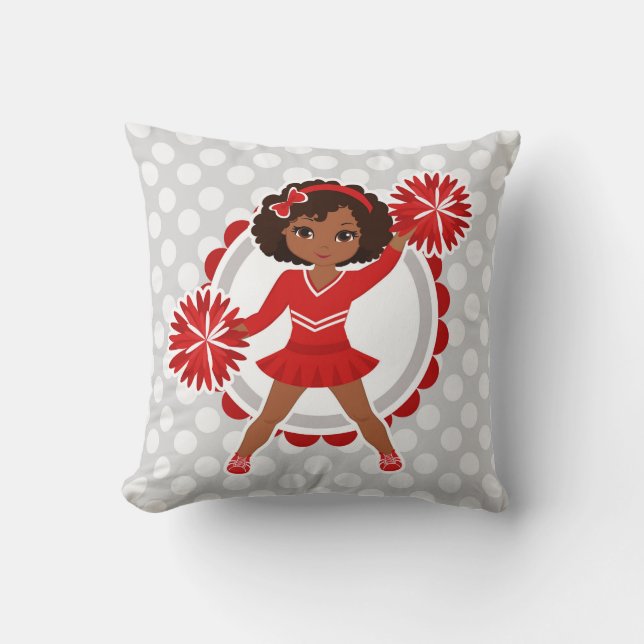 Cheerleader - Cute Red African American Cheer Kussen (Voorkant)