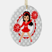 Cheerleader - Cute Red Black Hair Cheer Keramisch Ornament (Rechts)
