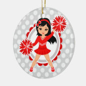 Cheerleader - Cute Red Black Hair Cheer Keramisch Ornament (Links)