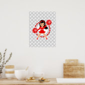 Cheerleader - Cute Red Black Hair Cheer Poster (Keuken)
