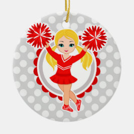 Cheerleader - Cute Red Blonde Cheer Keramisch Ornament
