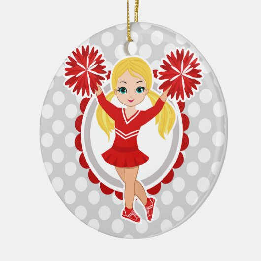 Cheerleader - Cute Red Blonde Cheer Keramisch Ornament (Links)